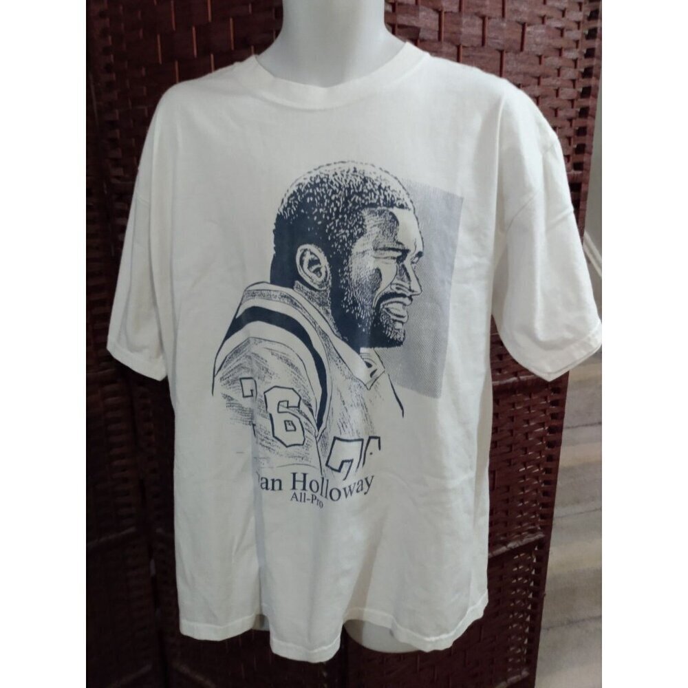 Vintage 90s Brian Holloway NFL Football T Shirt Wait For Nothing XL Patriots